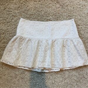 Cotton Blend White Lace Floral Y2K Lilly Pulitzer Mini Skirt Spring Summer